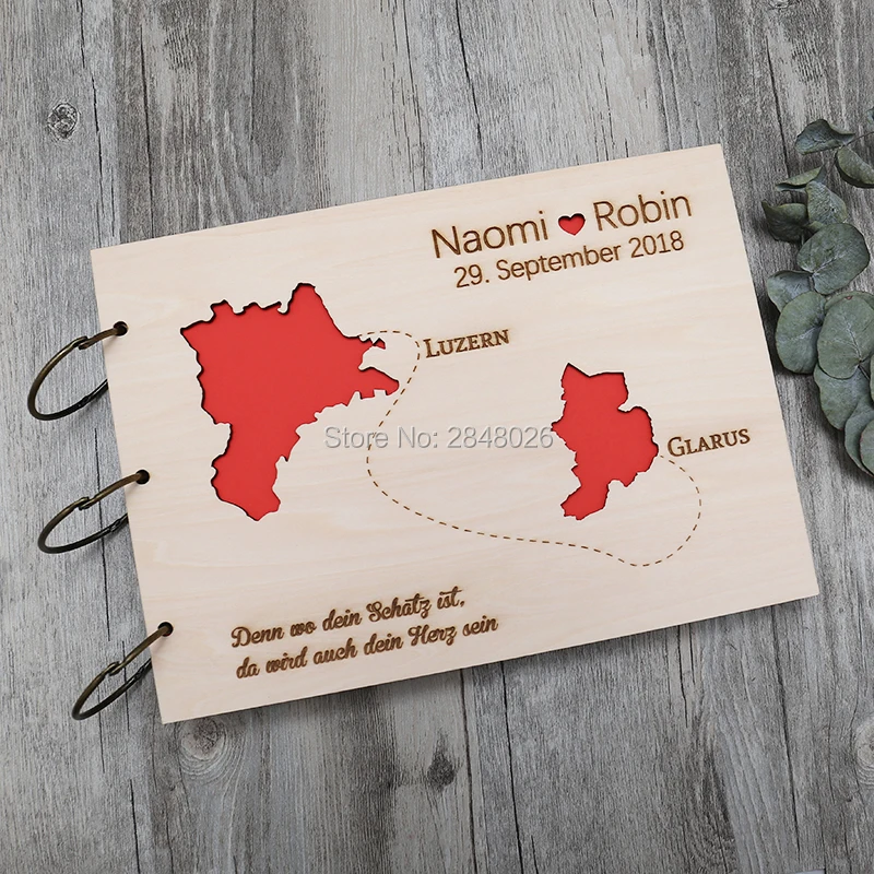 Personalized Guest Book - كتاب ضيوف الزفاف الشخصي الريفي، دفتر