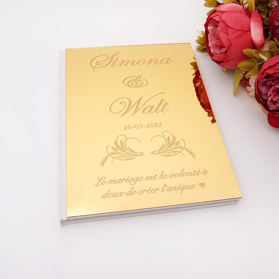 Personalized Guest Book - الاكريليك مرآة شخصية أنيقة الزفاف توقيع