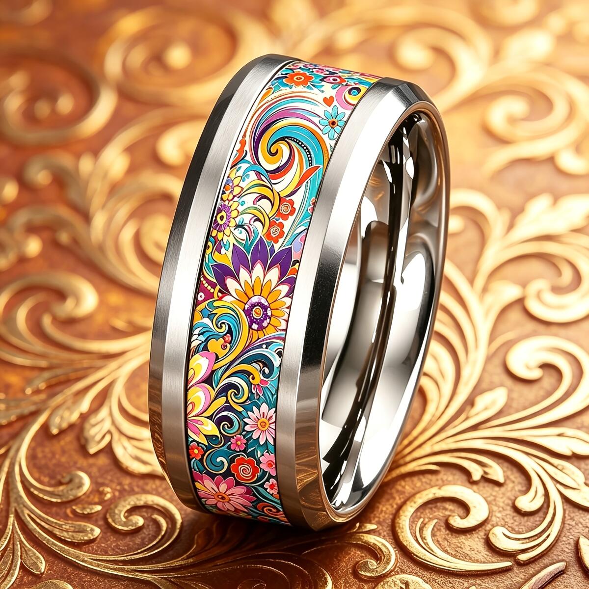 Wedding Sutra - خاتم نسائي بوهيمي ملون بتصميم ماندالا