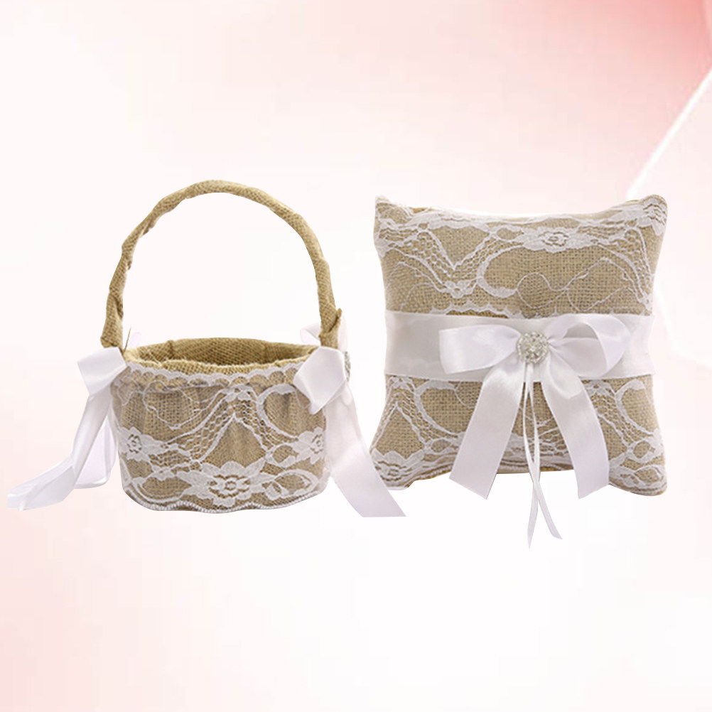 وسادة خاتم زفاف من الدانتيل وا - مراجعة Wedding Ceremony Supply وسعره