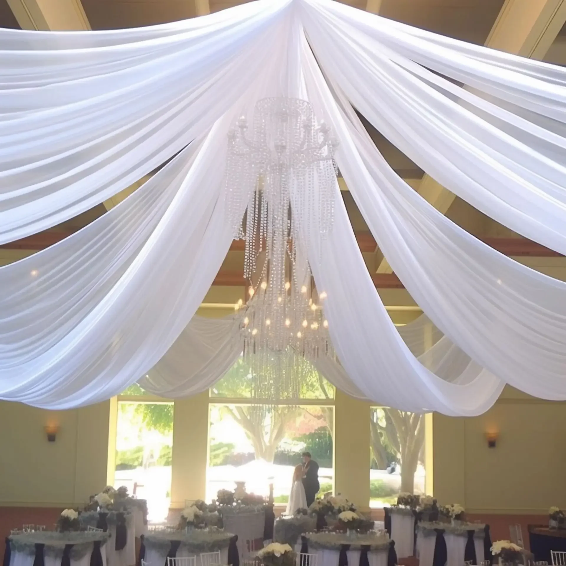 فستان الزفاف الأبيض ستائر السق - مراجعة Wedding Ceremony Supply وسعره