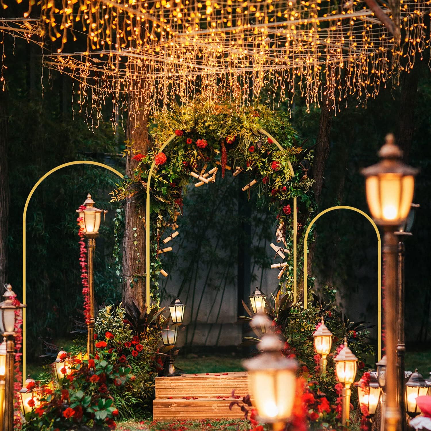 1 قطعة قوس معدني ذهبي خلفية حا - مراجعة Wedding Support وسعره