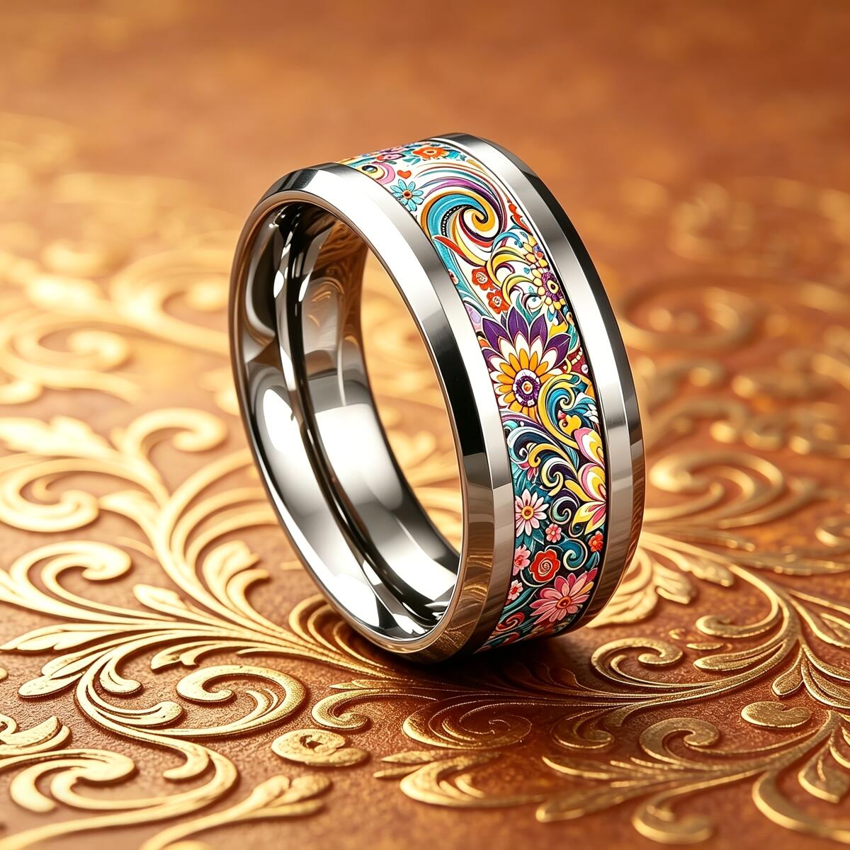 خاتم نسائي بوهيمي ملون بتصميم  - مراجعة Wedding Sutra وسعره
